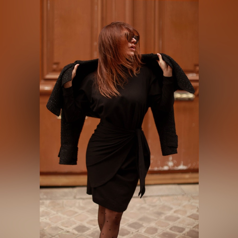 Audrey Leighton Classic Black Wrap Dress XS-S